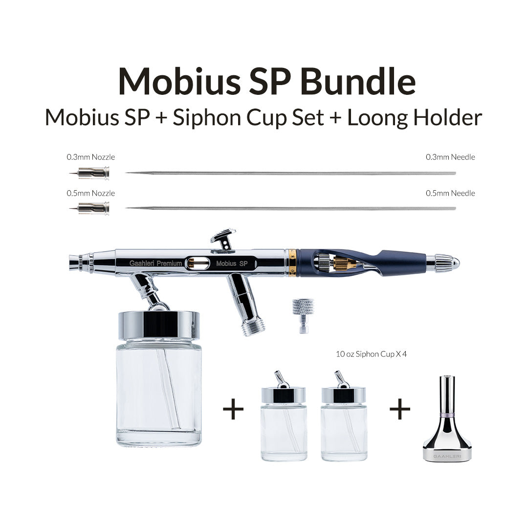 Premium Series GHPM-Mobius SP + Siphon Cup Set + Smartmallstore Airbrush Holder Bundle